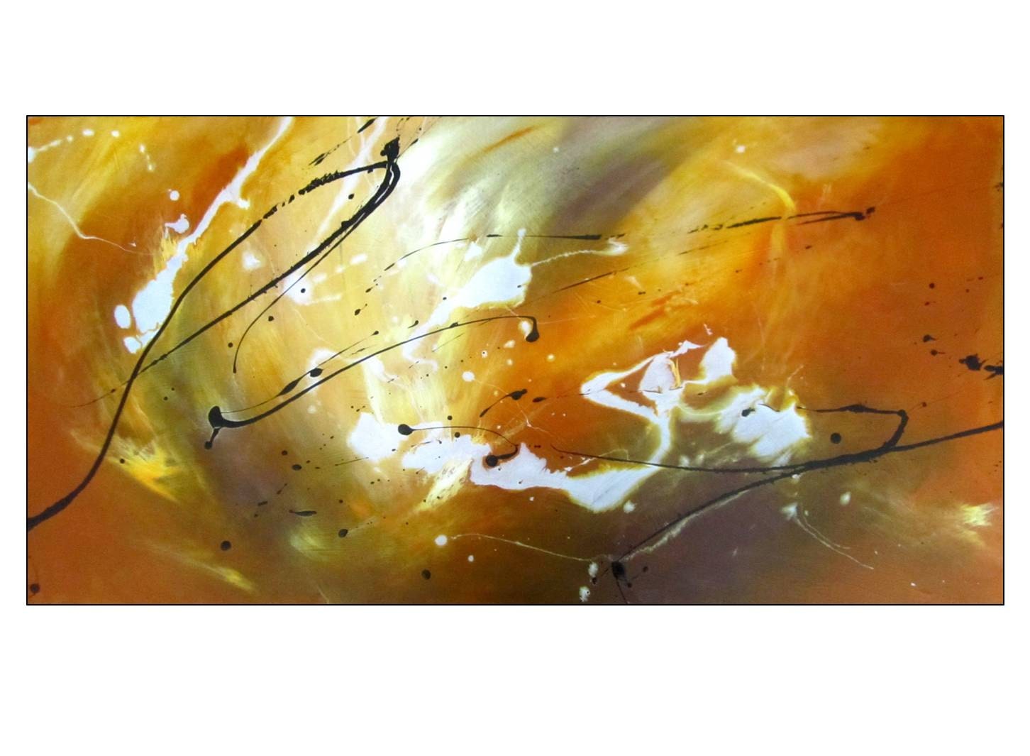 FINE ART SALE.  Original Hand Painted Burnt Orange Brown Modern Abstract Painting. 36". Title "Stimulation" by R Schoeffel