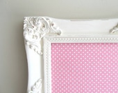 Pink MEMO BOARD Girls Magnet Board Dot Shabby Chic Nursery Decor PBK Vintage Framed Bulletin Board Girls Pink Wedding Organizer Polkadot