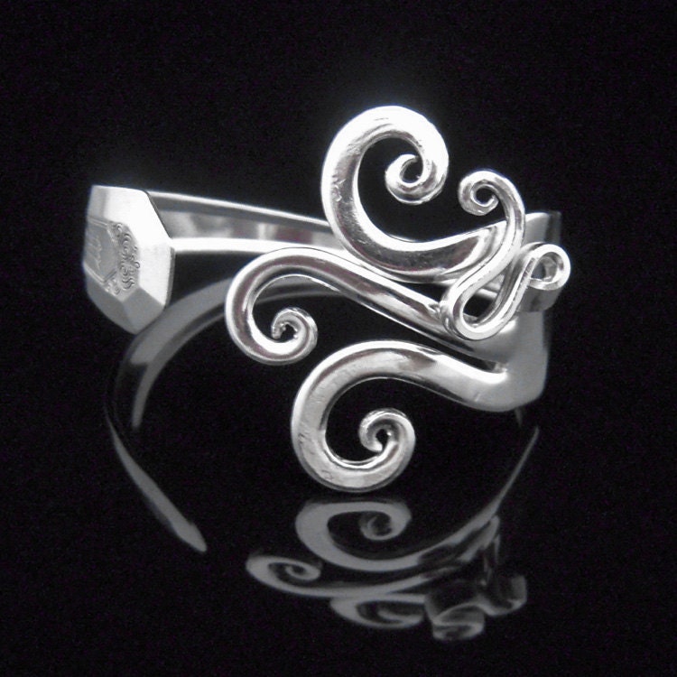 Vintage Jewelry Silver Fork Bracelet in Original Fancy Design Number Seven