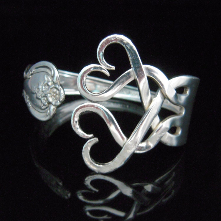 Silver Fork Bracelet in Original Weaving Hearts Design