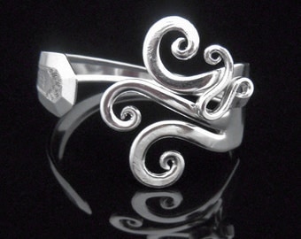 Vintage Jewelry Silver Fork Bracelet in Original Fancy Design Number Seven