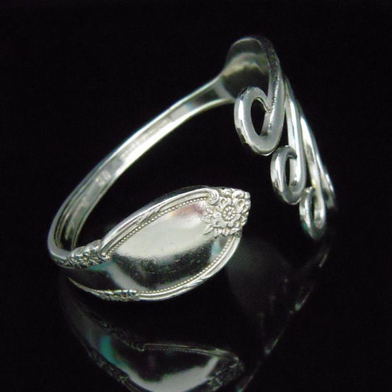 Eco Friendly Bracelet, Silverware Fork Jewelry in Curly Design Number One