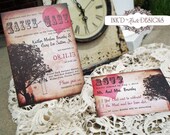 Vintage Rustic Wedding Invitations Autumn Fall Hearts country western outdoor wedding DEPOSIT