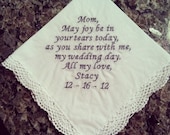 Mother of the Bride Personalized Wedding Handkerchief free shipping, poem card and gift box Custom made