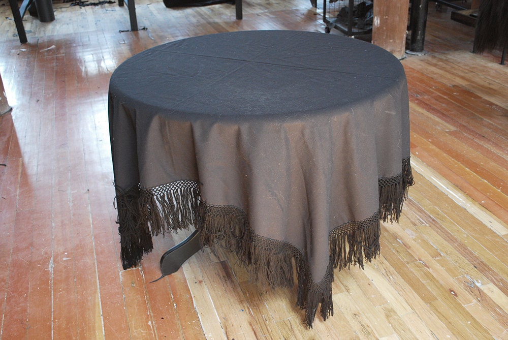 Black Gothic Witchy Fringe Tablecloth Large Square