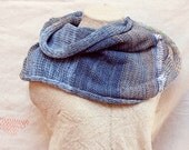 Faded Denim Colored Chunky Soft Cotton Knit Infinity Scarf - one of a kind nautical inspired knit  - Sailboat