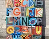 Alphabet Soup No. 25 Large Colorful Lettering Painting 24 X 30