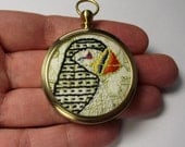Puffin Birdseeker Miniature Brass Frame Embroidery