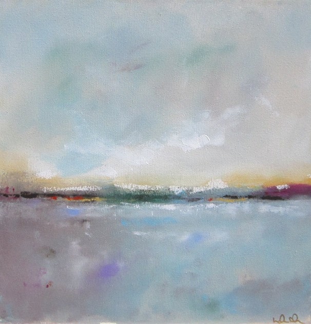 Colorful Landscape Original Acrylic Painting -Primary Horizon 20 x 20