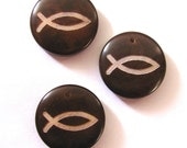 Christian Fish Pendant, EcoBeads, Natural Beads, Organic Beads, Vegetable Ivory Beads