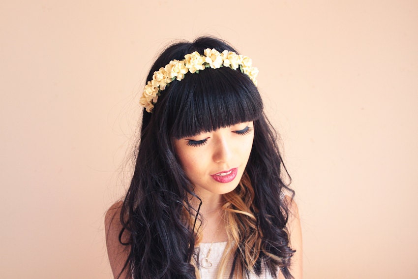 sweet rosie rose flower headband / cream / vintage inspired floral headpiece, rustic, wedding, bridal, pastel, hair accessory