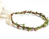 mr twiggles hair wreath - garden // woodland collection, berry twig headpiece, wedding hair accessory, headband, hair rose halo, crown.