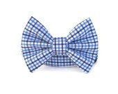 Blue Gingham Bow Tie Dog Collar