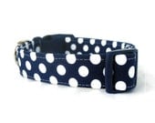 Navy Blue Polka Dot Dog Collar