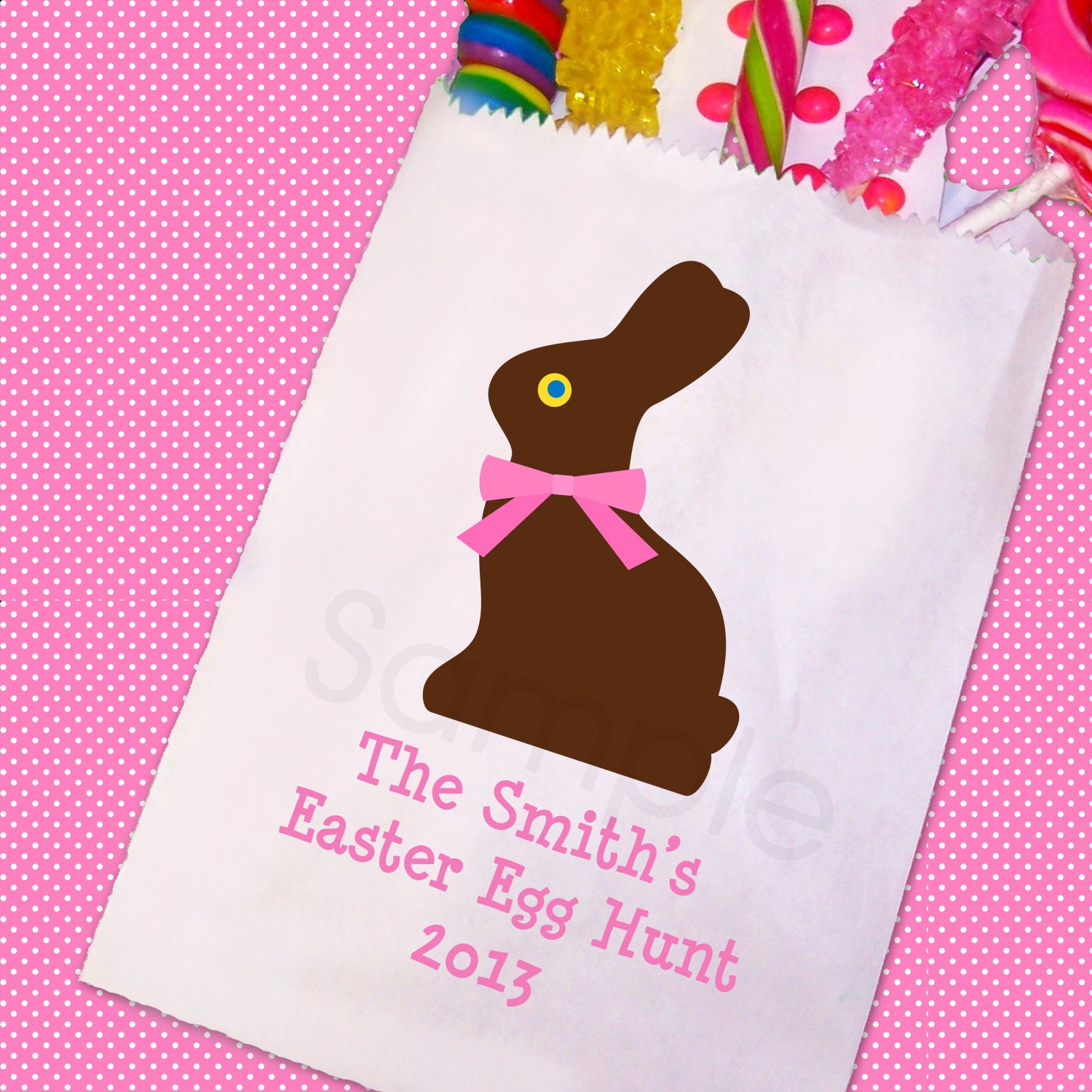 Chocolate Easter Bunny Candy Bags, Easter Party Favor Bags, Party Favor Bag, Set of 25 Il_170x135
