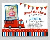 Fire truck Fireman Birthday Invitation , FireTruck Birthday Party Invitation Il_170x135