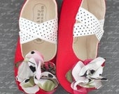 Toddler/Big Girl Shoes Soft Soled Valentines Day Red Black White Polka Dot-Lovelyn-Sizes 10-13