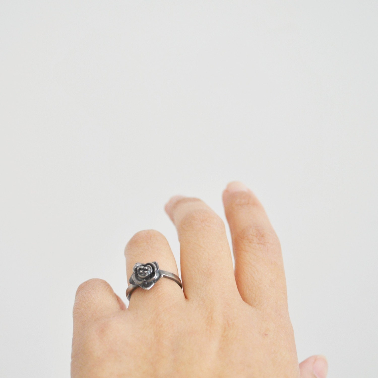 Rose Ring in Oxidized Sterling Silver