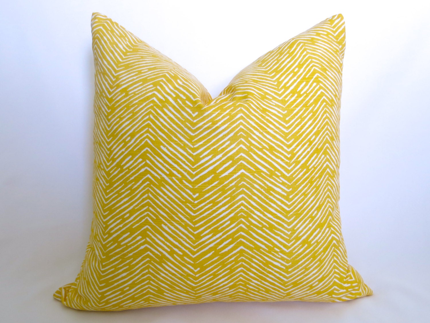 Decorative Chevron Pillow - YELLOW - 18 inch - Designer Pillow - Toss - Flamestitch Pillow - Throw Pillow - Zig Zag - Natural