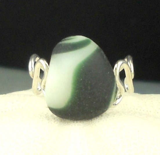 Eco Friendly GENUINE Santa Cruz Sea Glass Ring Luscious Green