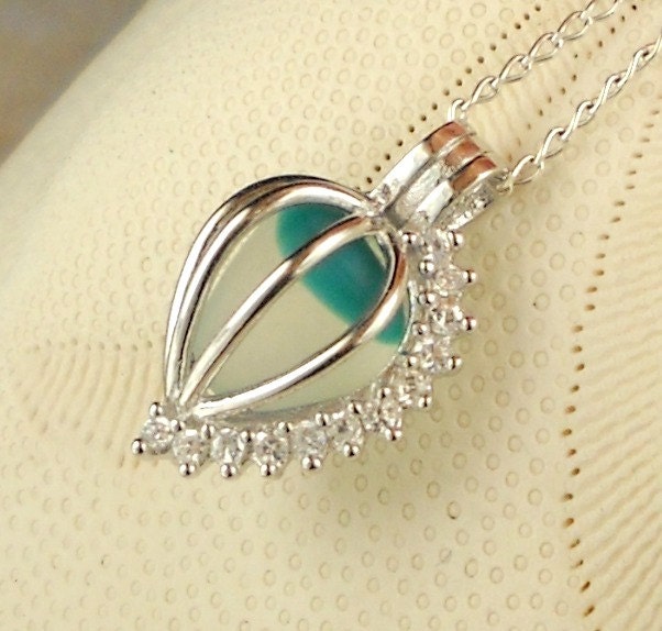 Eco Friendly GENUINE Santa Cruz Sea Glass Necklace Sterling Locket Rare Turquoise