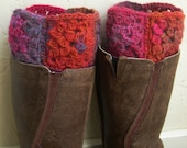 Multicolor Boot cuffs - Colorful legwarmers - Winter Fashion Southern Hemisphere 2013 - Boot toppers - red boot cuffs - Granny square