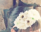 cream and  white wedding flower headband, crown for women, bride: lily
