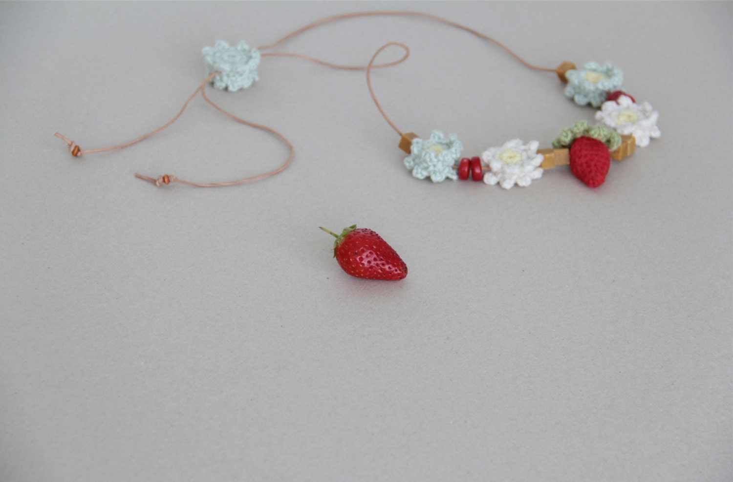 Flowers and Strawberry Necklace