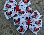 Zebra red Minnie Mouse Hair Bows - Red Minnie Mouse Hair Bows