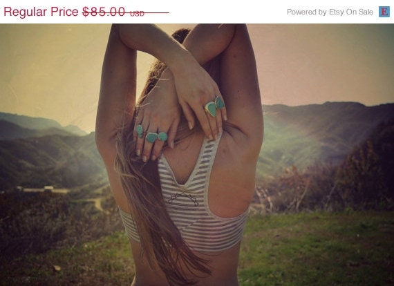 MEMORIAL DAY SALE Size 7 Lux Divine Turquoise Stackable Gemstone Sterling Silver Ring