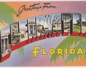 Clearwater Florida Large Letter Greetings from Clearwater FL Vintage Kitsch Style Souvenir Postcard Art Graphics by Tichnor Brothers