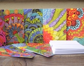 NOTECARDS set of 12 bright color cards BLANK inside with artwork envelopes included