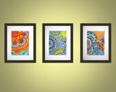 Any 3 5x7 sized prints for 32 dollars. Prints of original ink and acrylic paintings