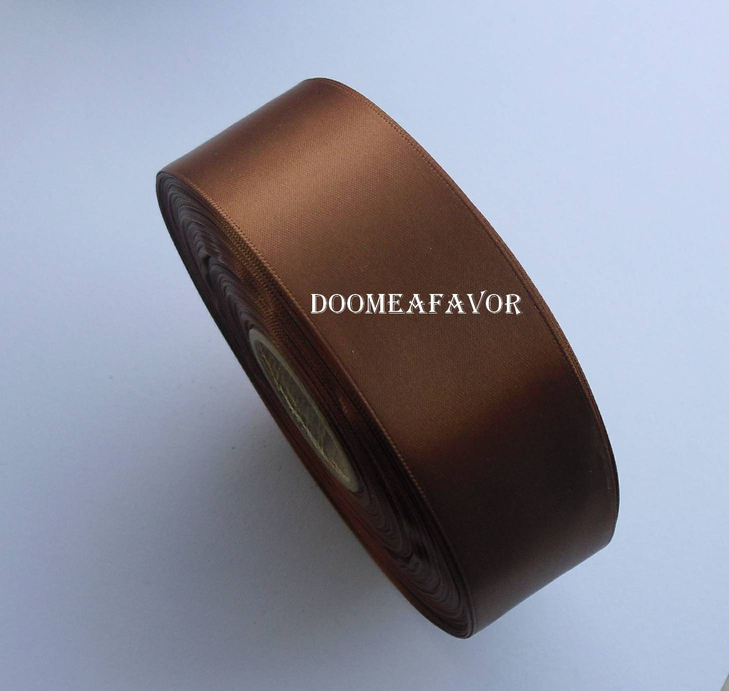 Cocoa Brown Satin Ribbon by the Yard Double Faced 1.5 inch (BR01)