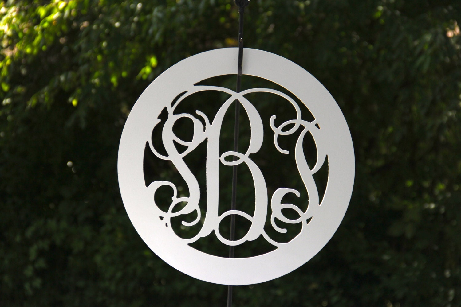 18" Wood circle script monogram