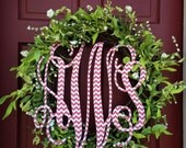 Chevron 18" Wood cut script monogram-