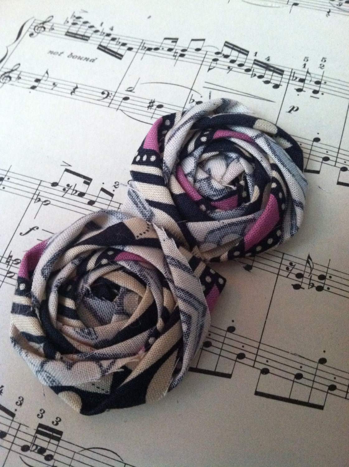 Black Flower rosettes hair flowers DIY rolled flowers