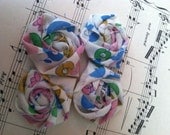 Fabric flower rosettes hair flowers DIY rolled flowers