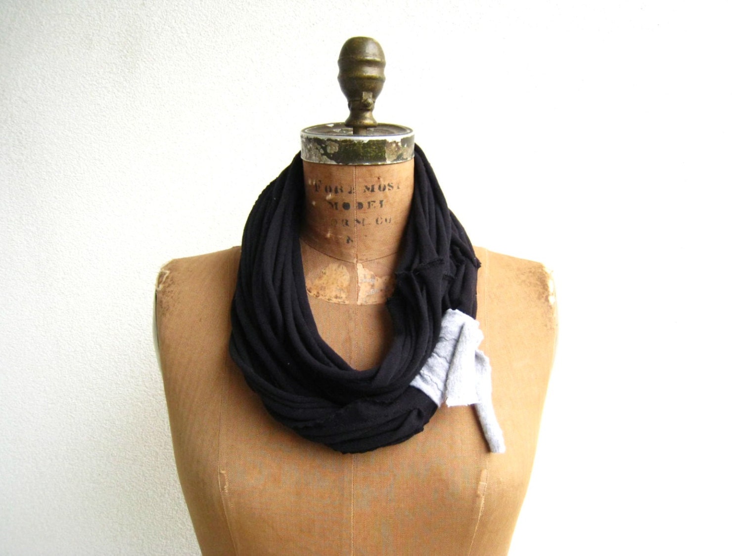 T Shirt Necklace / Onyx Black / Long Short / Women / Gift for Her or Mom / Recycled / Upcycled / Fashion / Cotton / Soft / Fun / ohzie