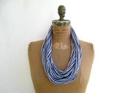 T Shirt Necklace / Long Short Choker / Stripe / White Violet Blue / Eco Fashion / Women / Scarf Necklace / Cotton / Soft / Fun / ohzie