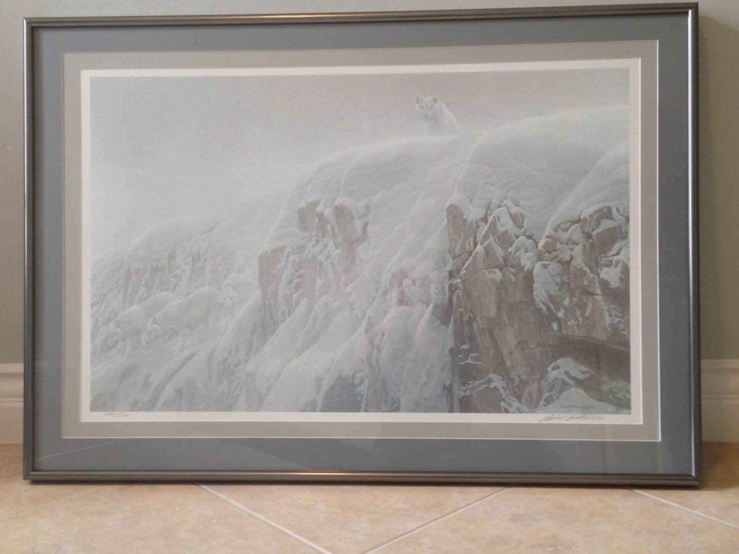 Robert Bateman - Artic Cliffs White Wolves - 32.5" x 20.25"