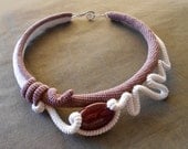 Statement Crochet Choker, Off White and Brown