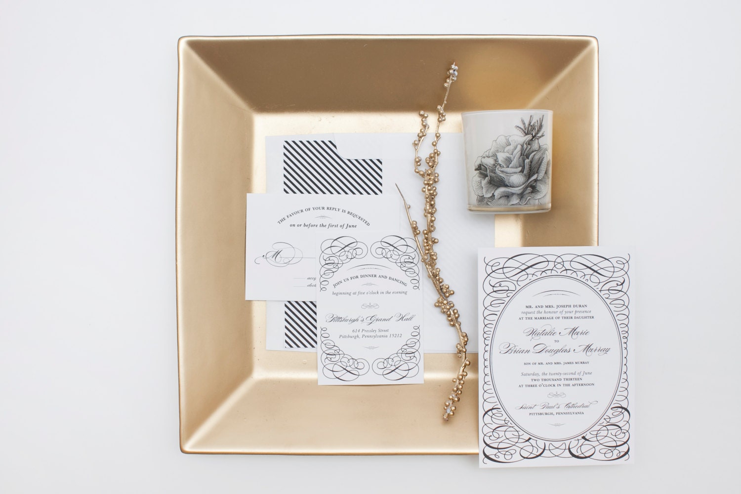 Wedding Invitation Samples - Invitation, Response Card, Reception Card - Sample Set