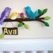 Rainbow Bird Family (your family) - Personalized Felt Wall or Door Hanging