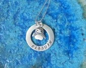 Personalized penguin necklace in sterling silver