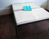 Mid Century Vintage Trim Line White Benches