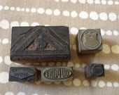 Set of 5 Vintage Industrial Themed Woodblocks Set 5