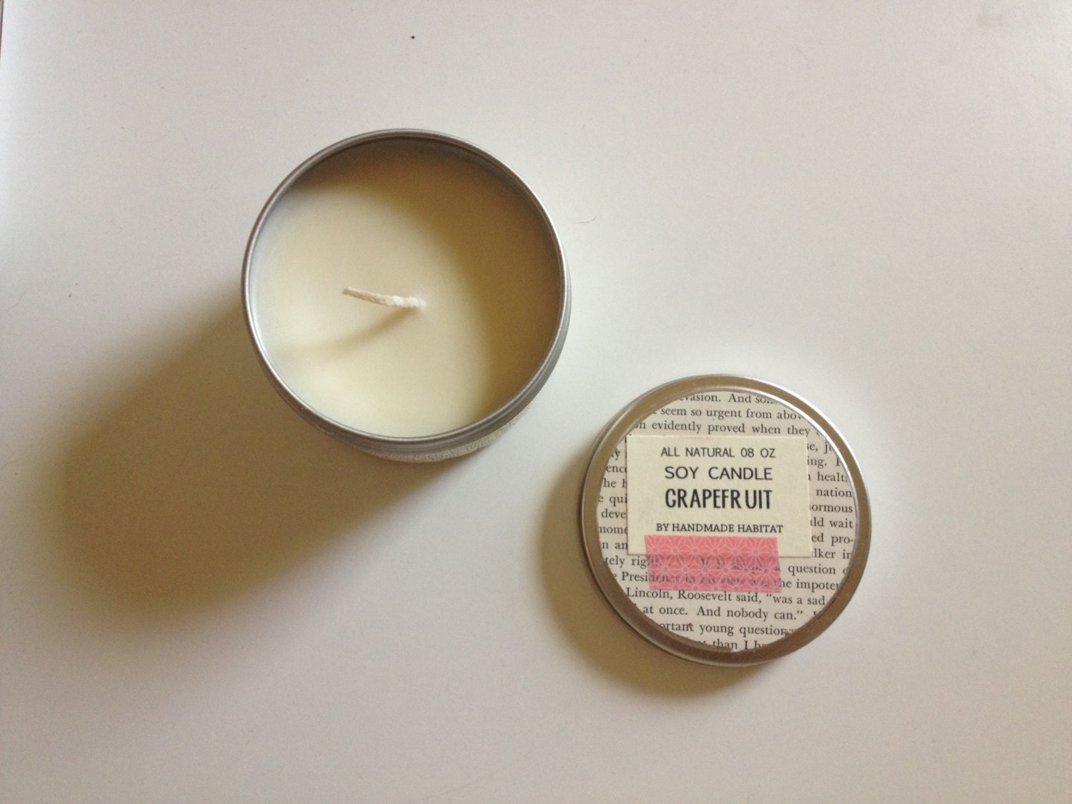 GRAPEFRUIT 8 oz Soy Candle, Eco-Friendly