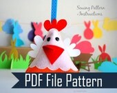 Hen Chicken Ornament  PDF Sewing pattern , Chicken plush Ornament PDF Sewing pattern  A571