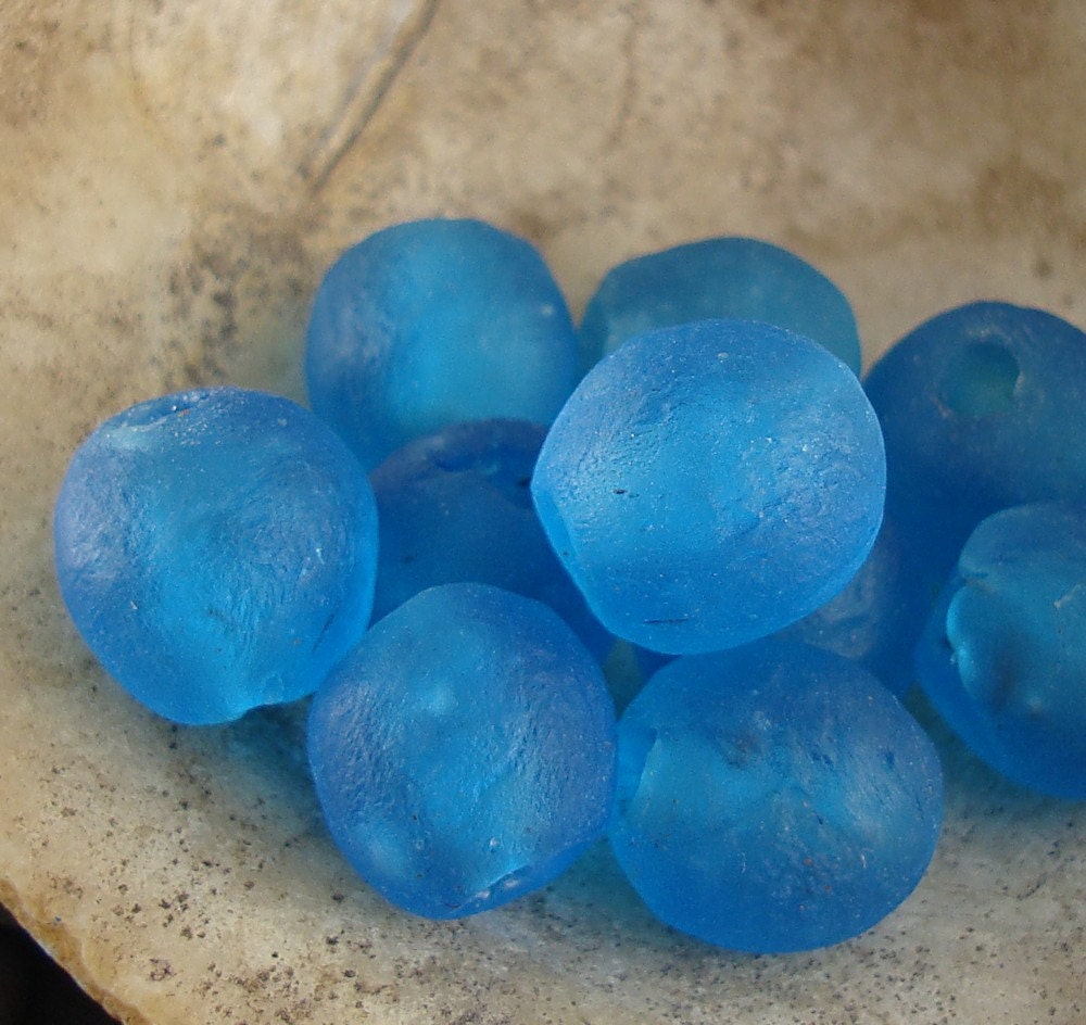 Blue African Recycled Glass Beads
